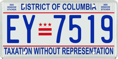 DC license plate EY7519