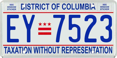 DC license plate EY7523