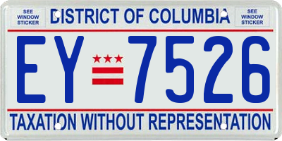 DC license plate EY7526