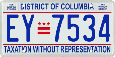 DC license plate EY7534