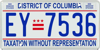 DC license plate EY7536