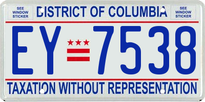 DC license plate EY7538