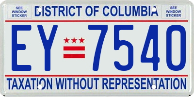 DC license plate EY7540