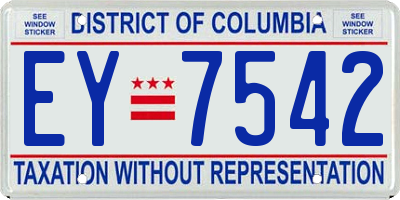 DC license plate EY7542