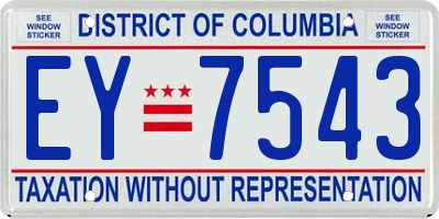 DC license plate EY7543