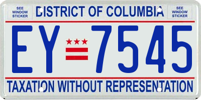 DC license plate EY7545