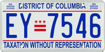 DC license plate EY7546