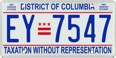 DC license plate EY7547