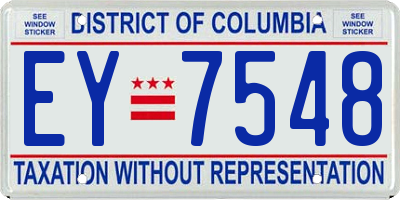 DC license plate EY7548