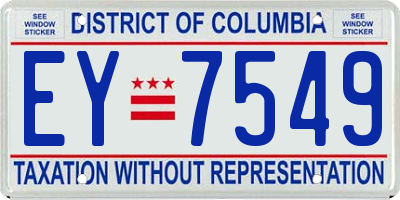 DC license plate EY7549