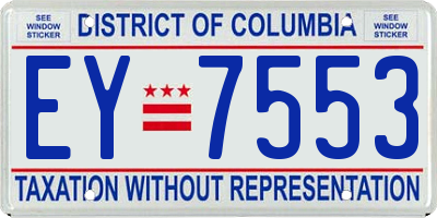 DC license plate EY7553