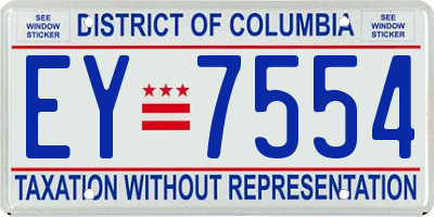 DC license plate EY7554