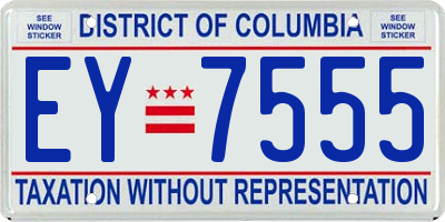 DC license plate EY7555