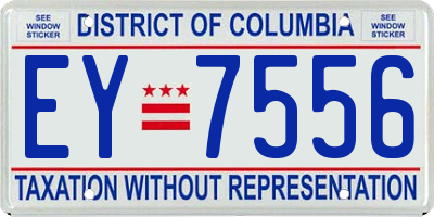 DC license plate EY7556