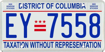 DC license plate EY7558