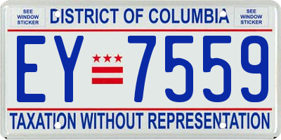 DC license plate EY7559