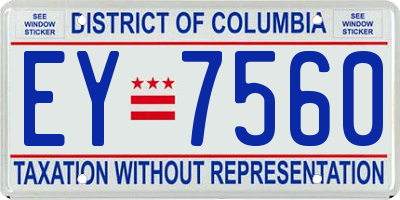 DC license plate EY7560