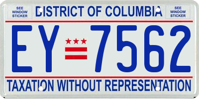 DC license plate EY7562