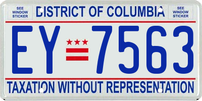 DC license plate EY7563