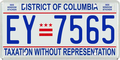 DC license plate EY7565