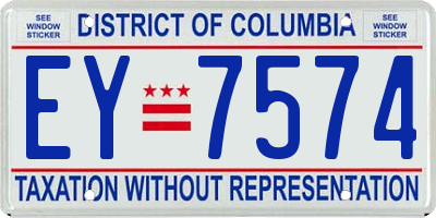 DC license plate EY7574