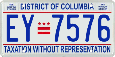 DC license plate EY7576