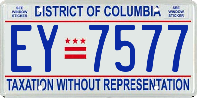 DC license plate EY7577