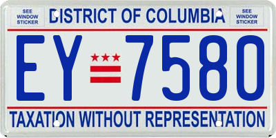 DC license plate EY7580