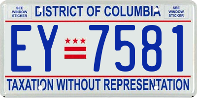 DC license plate EY7581