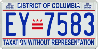 DC license plate EY7583