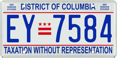 DC license plate EY7584