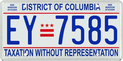 DC license plate EY7585