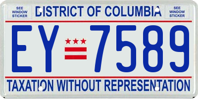 DC license plate EY7589