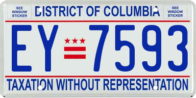 DC license plate EY7593