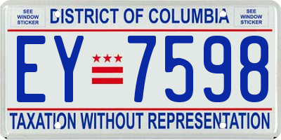 DC license plate EY7598