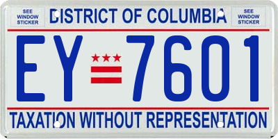 DC license plate EY7601