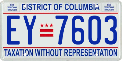 DC license plate EY7603