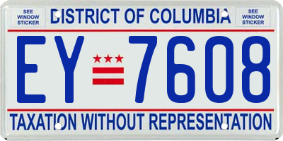 DC license plate EY7608