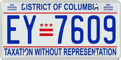 DC license plate EY7609