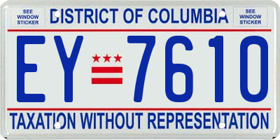 DC license plate EY7610