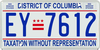 DC license plate EY7612