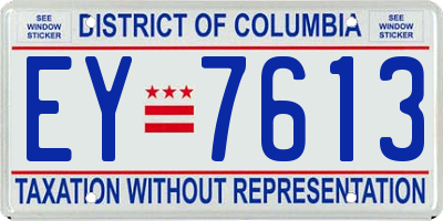 DC license plate EY7613