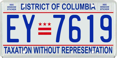 DC license plate EY7619