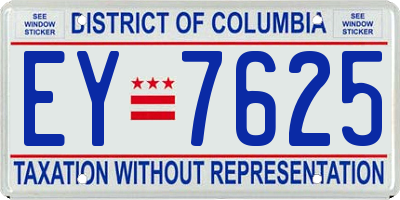 DC license plate EY7625