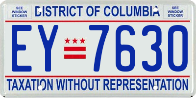 DC license plate EY7630