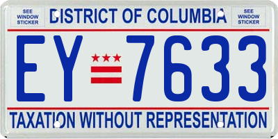 DC license plate EY7633