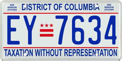 DC license plate EY7634