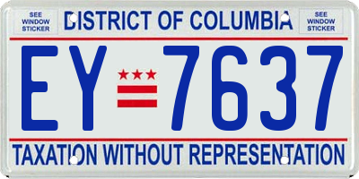 DC license plate EY7637