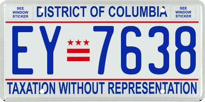 DC license plate EY7638