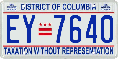 DC license plate EY7640